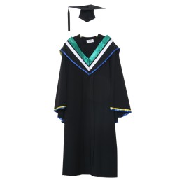 Tailored graduation gown of bachelor's College of traditional Chinese medicine of Macao University of science and technology black square graduation cap green V-neck shawl bachelor's graduation gown garment factory DA177 Tailored graduation gown of bachelor's College of traditional Chinese medicine of Macao University of science and technology black square graduation cap green V-neck shawl bachelor's graduation gown garment factory DA177